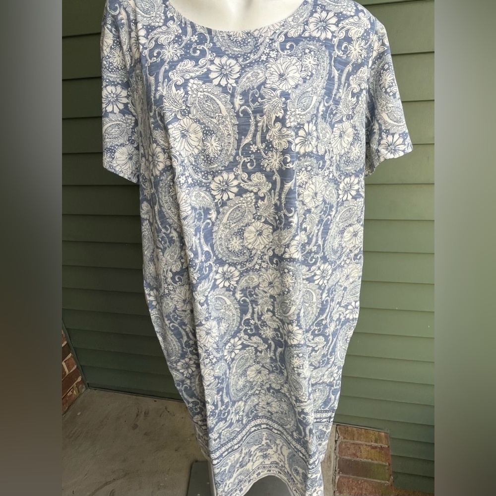 J Jill Floral Blue and White Dress